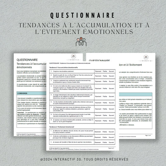 Tendances à l’accumulation et à l’évitement émotionnels. Questionnaire