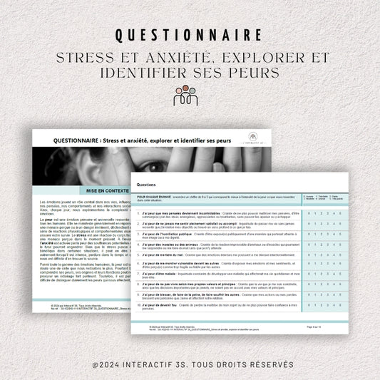 Stress et anxiété, explorer et identifier ses peurs. Questionnaire