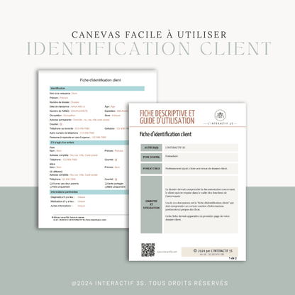 Fiche d'identification client. 1 p. - L'interactif 3S